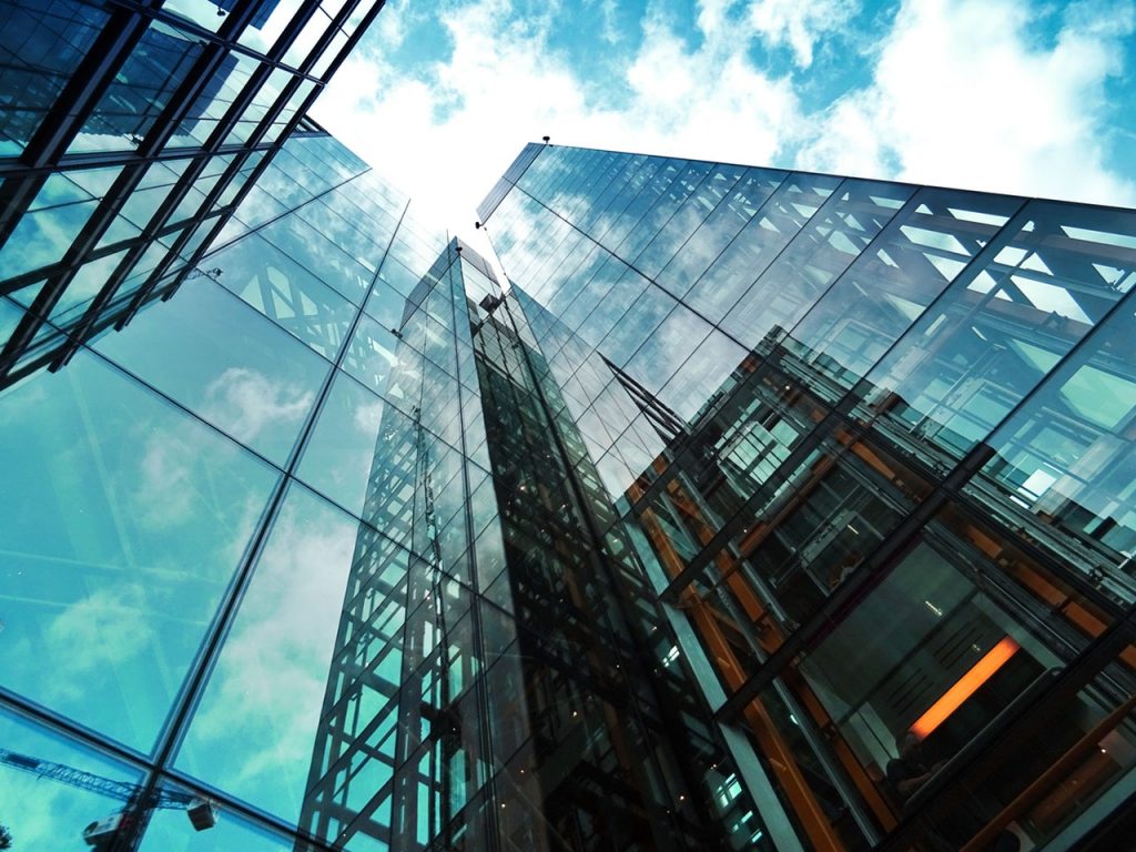 Tall modern office building with glass windows